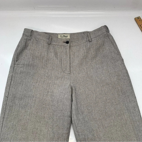 LL Bean Pants Woman 12 Trousers Classic Fit Straight Lined Pockets Career Cotton - Picture 8 of 15